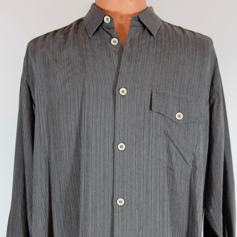 Vintage 1980 ARMANI COLLEZIONI Gray Striped Shirt